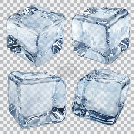 Transparent light blue ice cubes