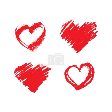 hand drawn red hearts