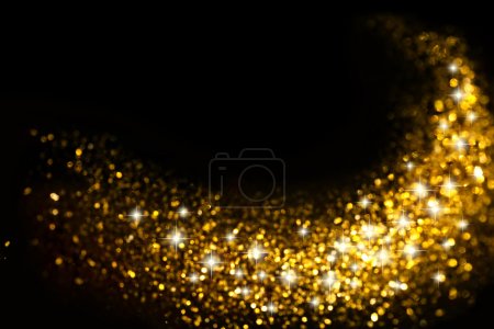 Golden Glitter Trail with Stars Background