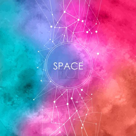 Abstract Vector Watercolor Illustration with connecting dots,space background with constellation