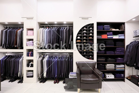Stylish men's clothes in shop