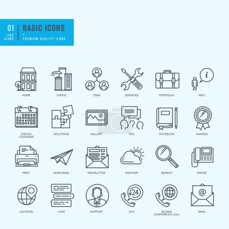 Thin line icons set. Universal icons for website and app design.