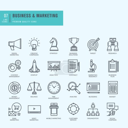 Thin line icons set. Icons for business, digital marketing.