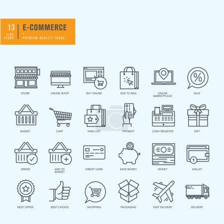 Thin line icons set. Icons for e-commerce, online shopping.