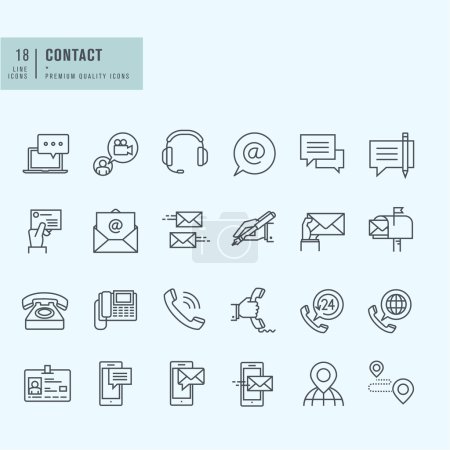 Thin line icons set. Icons for communication.