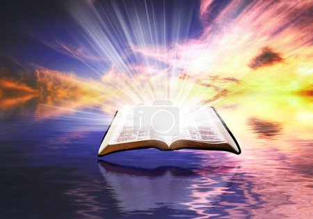 Floating Bible at Sunset