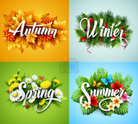 Four Seasons  Typographic Banner. Vector illustration