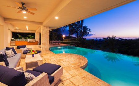 Luxury Home with Pool at Sunset 