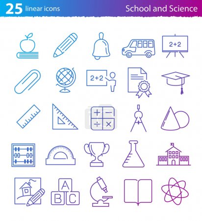 School, education and science icons set