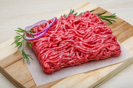 Raw beef minced meat with rosemary
