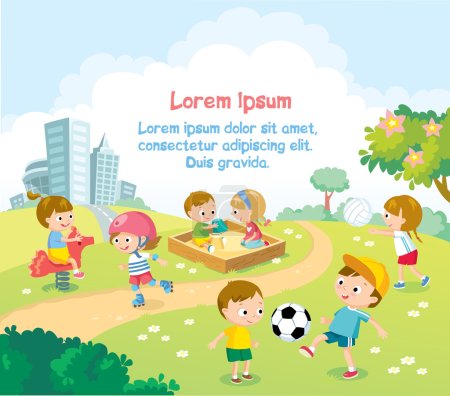 children playing outdoors with bright summer background