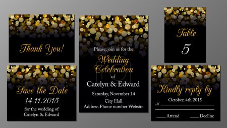 Golden wedding invitation set
