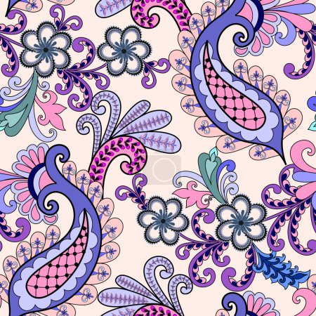 seamless paisley pattern in pink lilac tones 