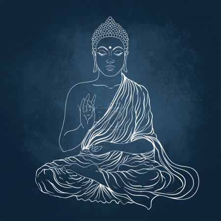 Sitting Buddha over the blackboard background