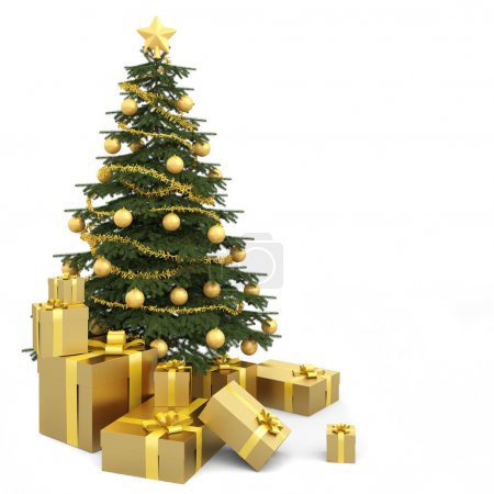 Golden isolated christmas tree
