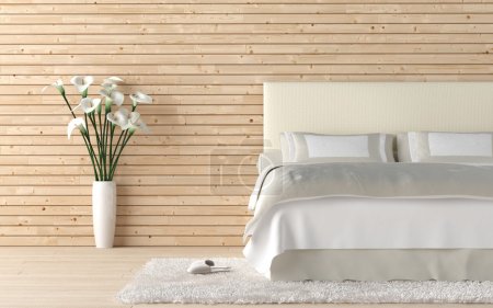 Wooden bedroom with calla lilly