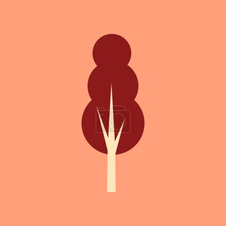 Flat with shadow icon and mobile application tree deciduous 