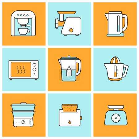 Kitchenware, kitchen equipment  icons set