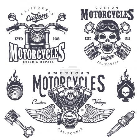 Set of vintage motorcycle emblems