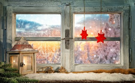 Atmospheric Christmas window sill decoration