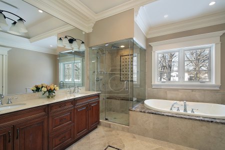 Master bath with glass shower