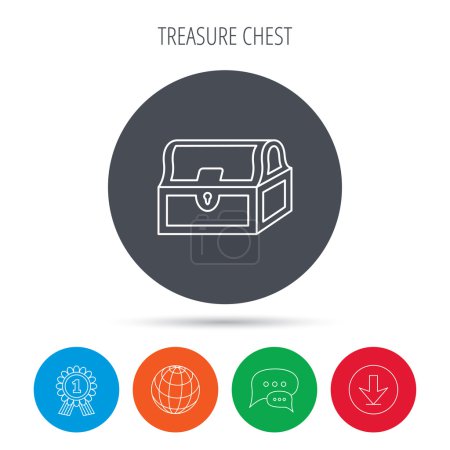 Treasure chest icon. Piratic treasury sign.