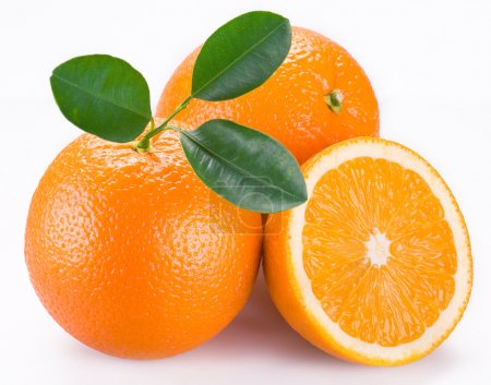 Orange fruits on a white background.