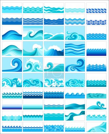 Set from 50 topics with stylized waves