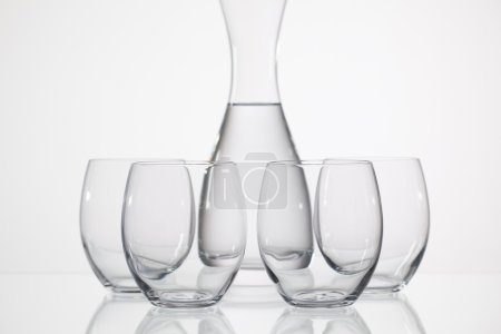 Glasses of water on the glass table 