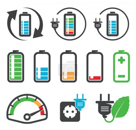 Colorful battery icons , recycling concept