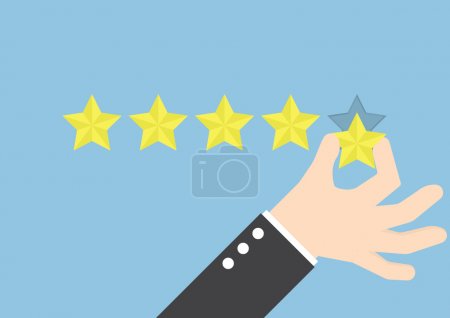 Businessman hand giving five star rating, Feedback concept