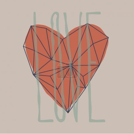 Outline heart. Polygon heart shape.